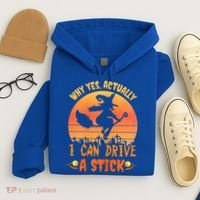 Womens Why Yes Actually I Can Drive A Stick Halloween Witch Spooky Hoodie thumb 4