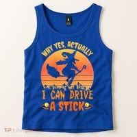 Womens Why Yes Actually I Can Drive A Stick Halloween Witch Spooky Tank Top thumb 2
