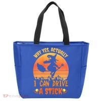 Womens Why Yes Actually I Can Drive A Stick Halloween Witch Spooky Tote Bag thumb 0