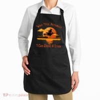 Why Yes Actually I Can Drive A Stick - Funny Halloween Witch Apron thumb 2