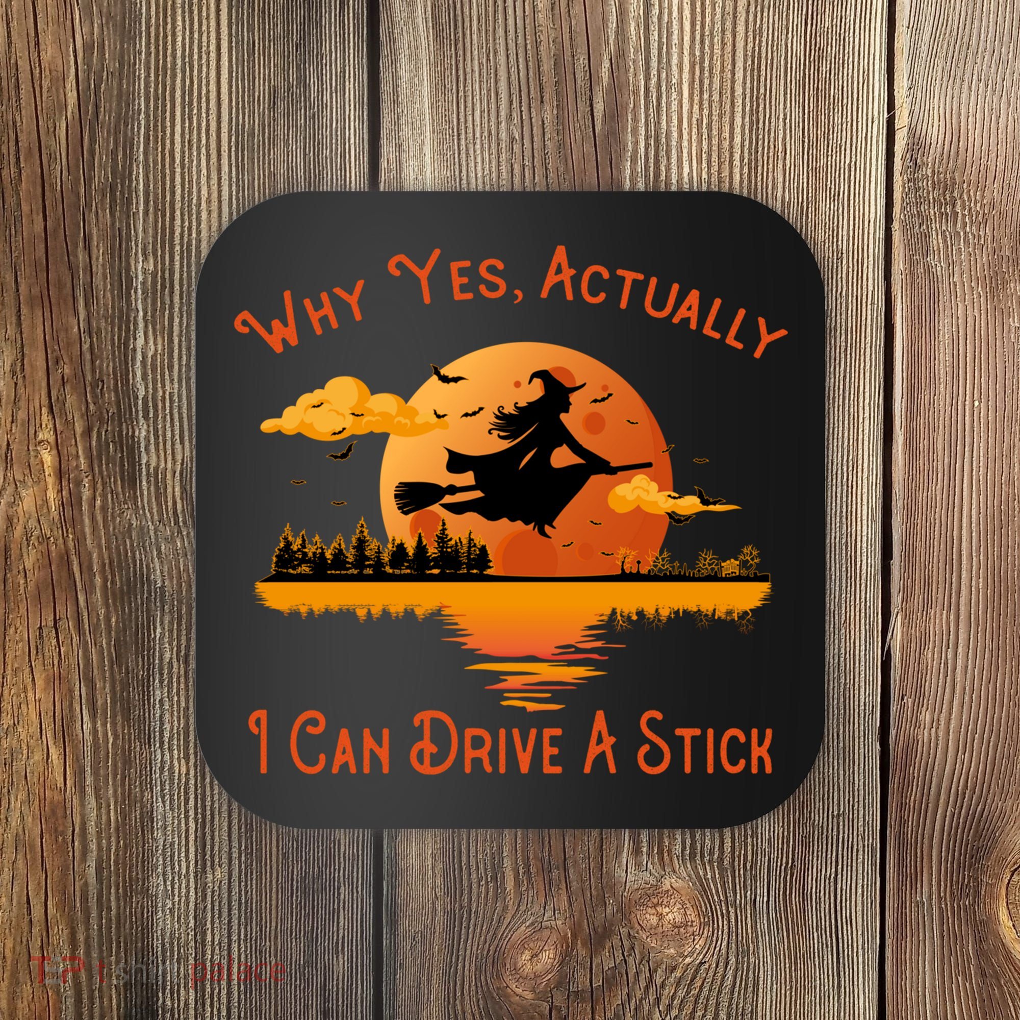 Why Yes Actually I Can Drive A Stick - Funny Halloween Witch Coaster