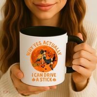 Why Yes Actually I Can Drive A Stick Funny Witch Costume Coffee Mug thumb 3