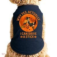 Why Yes Actually I Can Drive A Stick Funny Witch Costume Doggie Tank thumb 0