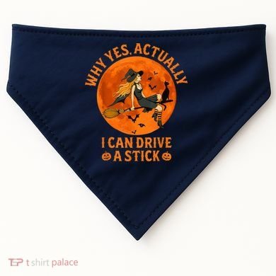 Why Yes Actually I Can Drive A Stick Funny Witch Costume USA-Made Doggie Bandana