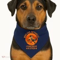 Why Yes Actually I Can Drive A Stick Funny Witch Costume USA-Made Doggie Bandana thumb 1