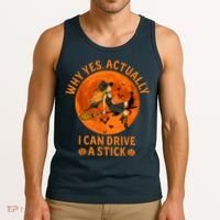 Why Yes Actually I Can Drive A Stick Funny Witch Costume Tank Top thumb 3