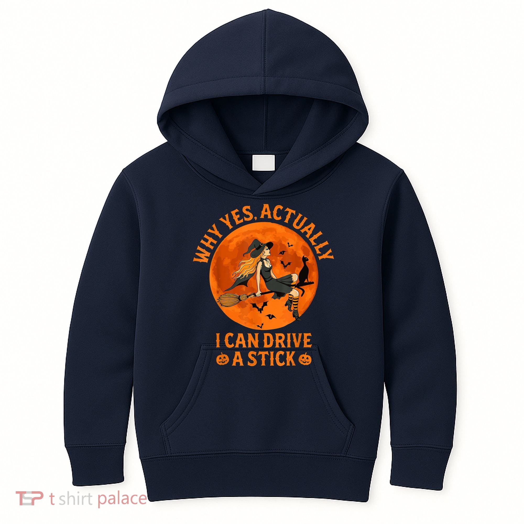 Why Yes Actually I Can Drive A Stick Funny Witch Costume Kids Hoodie