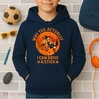 Why Yes Actually I Can Drive A Stick Funny Witch Costume Kids Hoodie thumb 2