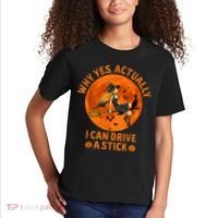 Why Yes Actually I Can Drive A Stick Funny Witch Costume Kids T-Shirt thumb 2