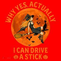 Why Yes Actually I Can Drive A Stick Funny Witch Costume Santa Hat thumb 1