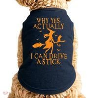 Why Yes Actually I Can Drive A Stick Halloween Witch & Cat Doggie Tank thumb 0