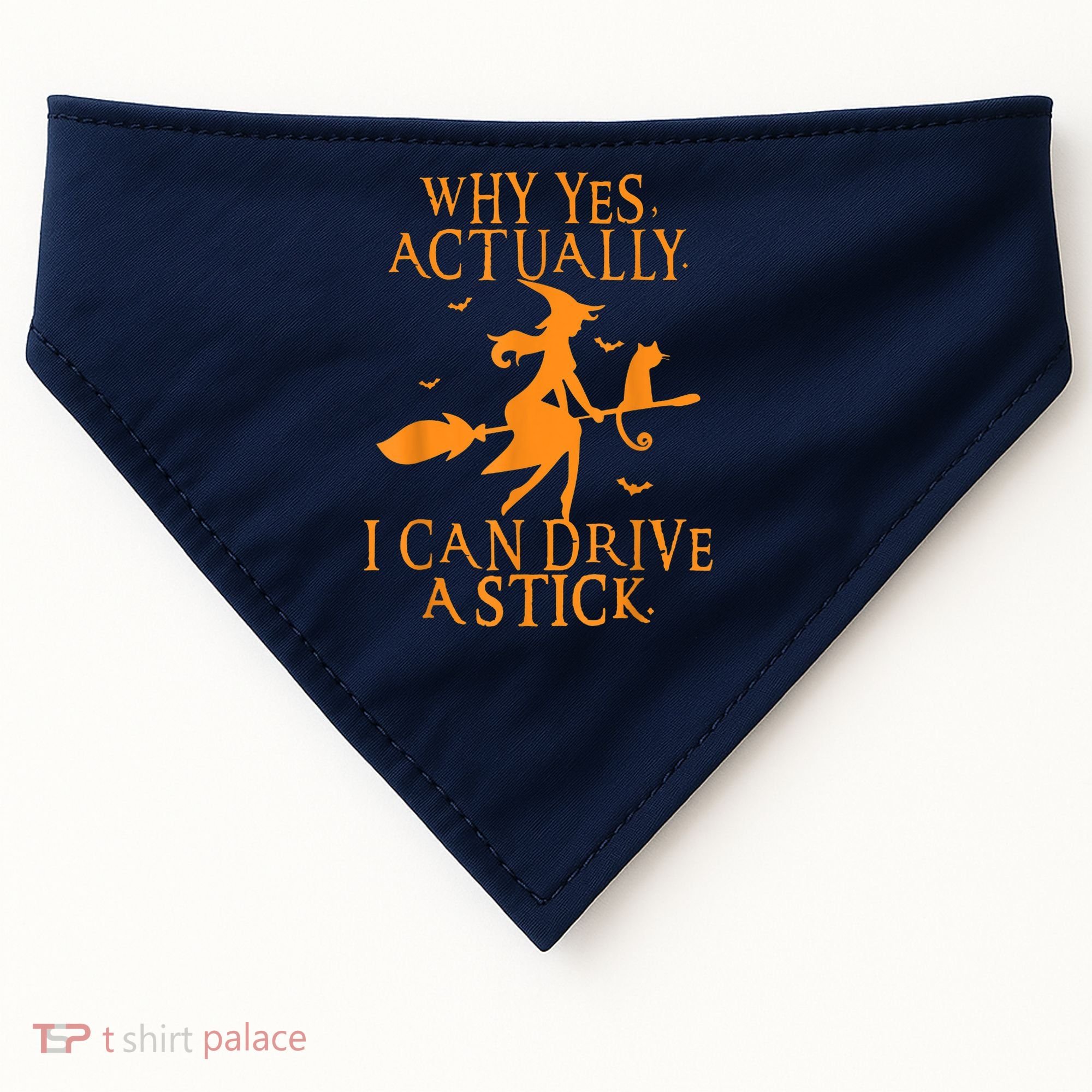 Why Yes Actually I Can Drive A Stick Halloween Witch & Cat USA-Made Doggie Bandana