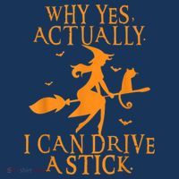 Why Yes Actually I Can Drive A Stick Halloween Witch & Cat Women's Hoodie thumb 2