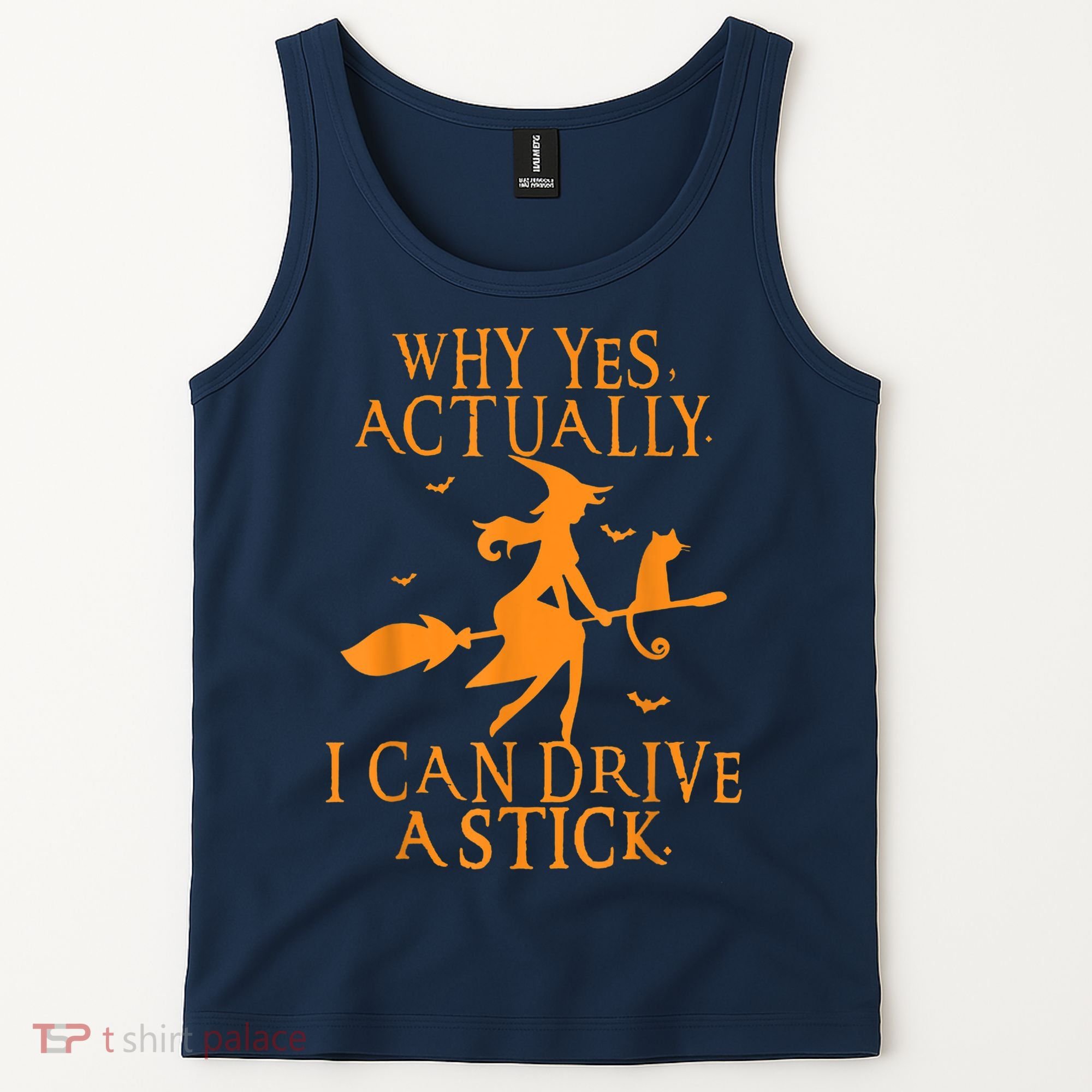 Why Yes Actually I Can Drive A Stick Halloween Witch & Cat Tank Top