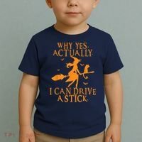 Why Yes Actually I Can Drive A Stick Halloween Witch & Cat Toddler T-Shirt thumb 2