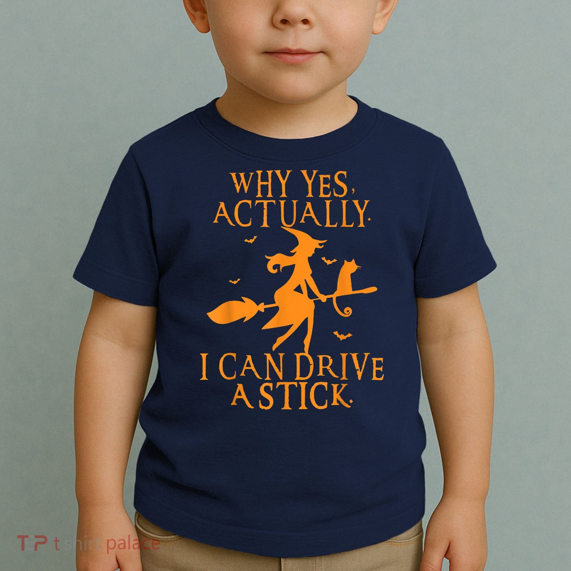 Why Yes Actually I Can Drive A Stick Halloween Witch & Cat Toddler T-Shirt