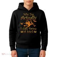 Why Yes Actually I Can Drive A Stick Funny Witch Costume Kids Hoodie thumb 4