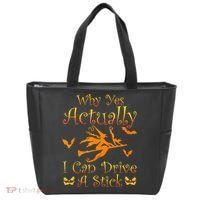 Why Yes Actually I Can Drive A Stick Funny Witch Costume Tote Bag thumb 0