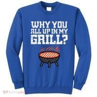 Why You All Up In My Grill Funny Bbq Barbecue Dad Sweatshirt thumb 0