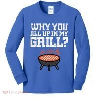 Why You All Up In My Grill Funny Bbq Barbecue Dad Kids Long Sleeve Shirt thumb 0