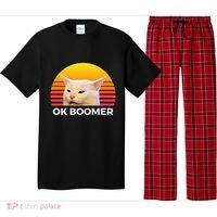 Woman Yelling At Table Dinner Funny Cat Ok Boomer Pajama Set thumb 0