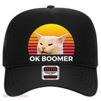 Woman Yelling At Table Dinner Funny Cat Ok Boomer Hat thumb 0