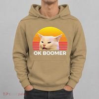 Woman Yelling At Table Dinner Funny Cat Ok Boomer Hoodie thumb 0
