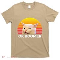 Woman Yelling At Table Dinner Funny Cat Ok Boomer T-Shirt thumb 0