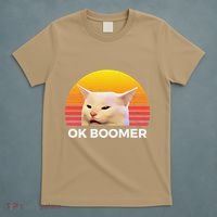 Woman Yelling At Table Dinner Funny Cat Ok Boomer T-Shirt thumb 5
