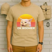 Woman Yelling At Table Dinner Funny Cat Ok Boomer T-Shirt thumb 6