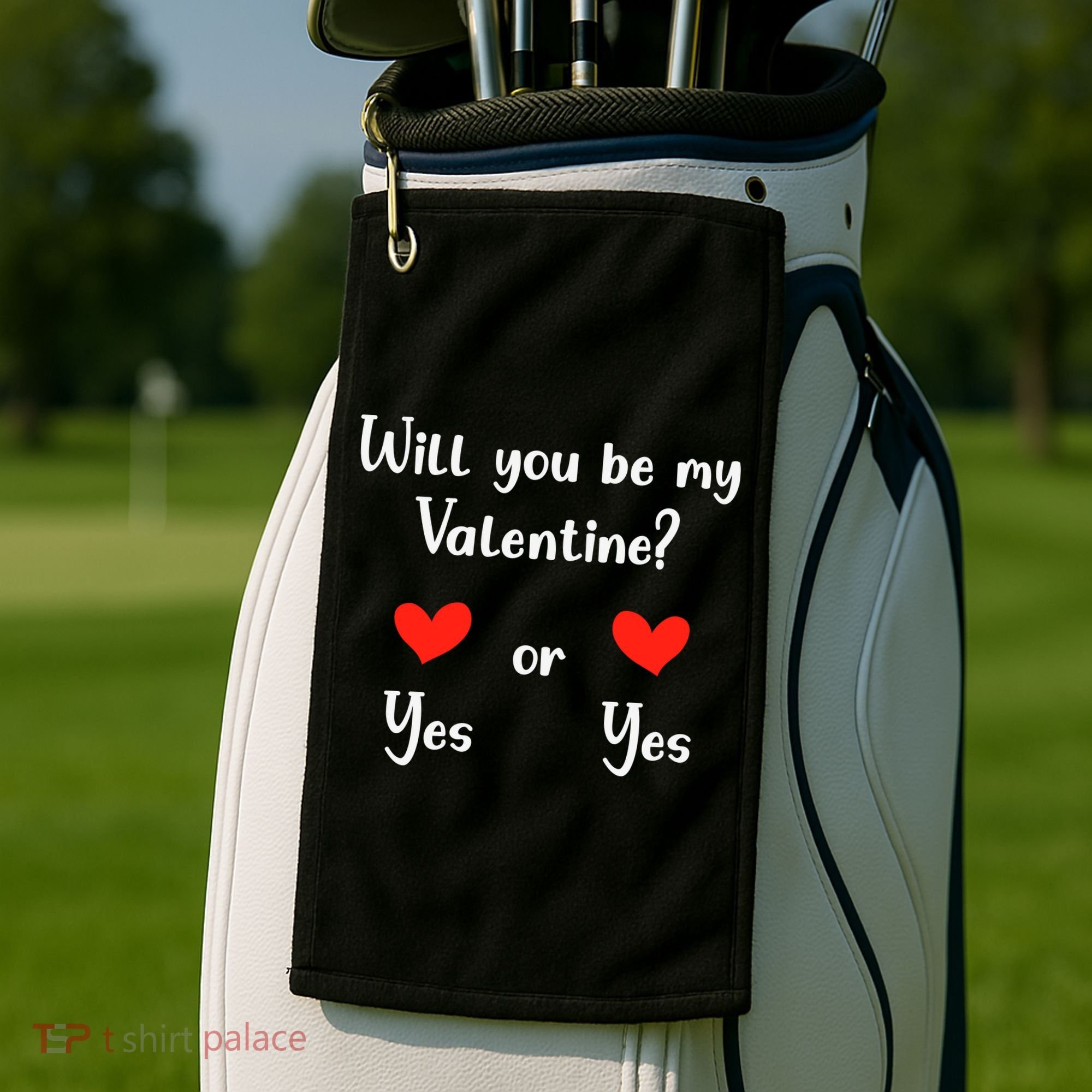 Will You Be My Valantine Yes Or Yes Valentines Day Golf Towel