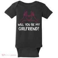 Will You Be My Girlfriend I Love Relationship Valentine Baby Bodysuit thumb 0