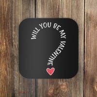 Will You Be My Valentine Cute Valentines Day Coaster thumb 0