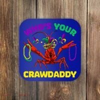 Whos Your Crawdaddy Crawfish Jester Beads Funny Mardi Gras Meaningful Gift Coaster thumb 0