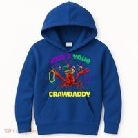 Whos Your Crawdaddy Crawfish Jester Beads Funny Mardi Gras Meaningful Gift Kids Hoodie thumb 0