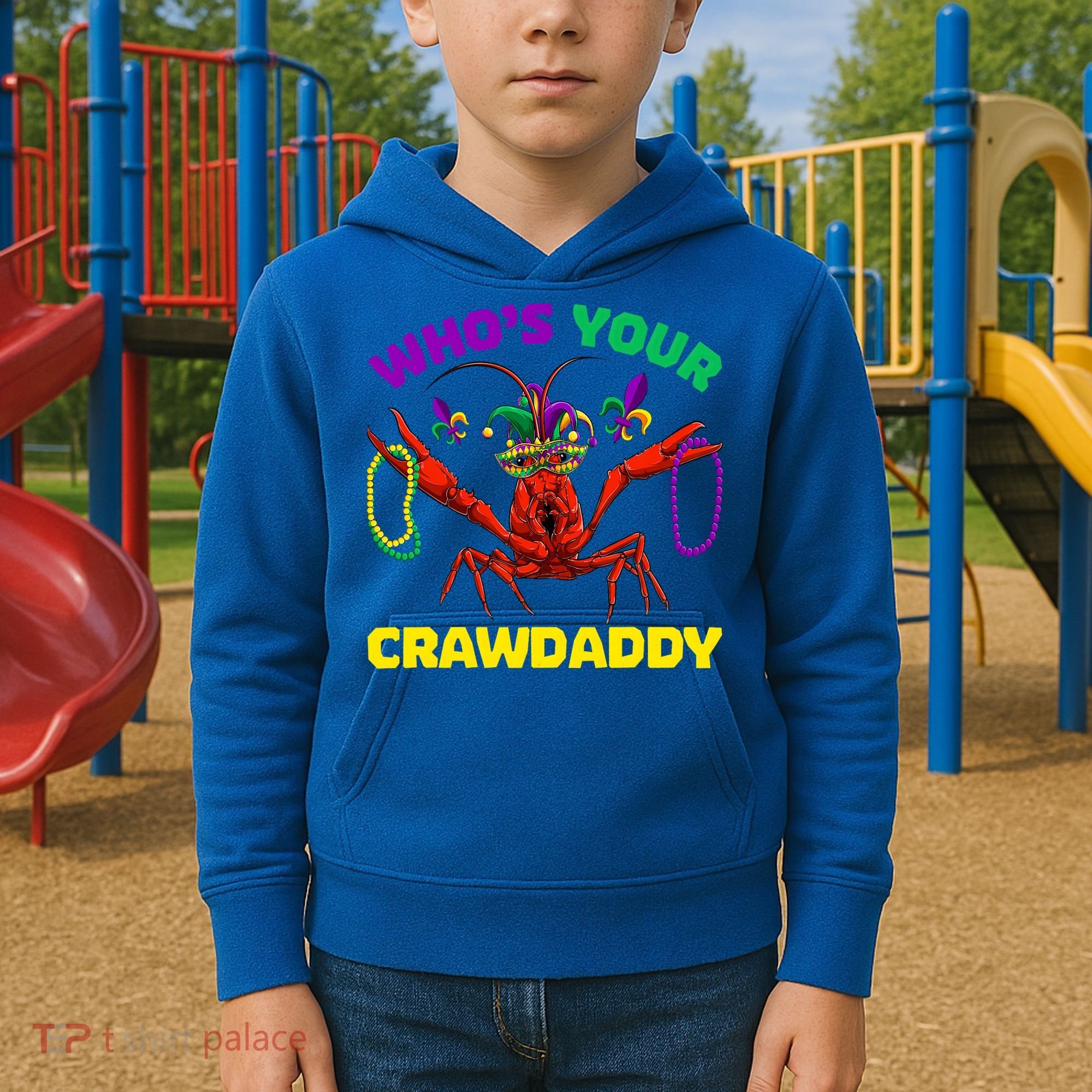 Whos Your Crawdaddy Crawfish Jester Beads Funny Mardi Gras Meaningful Gift Kids Hoodie