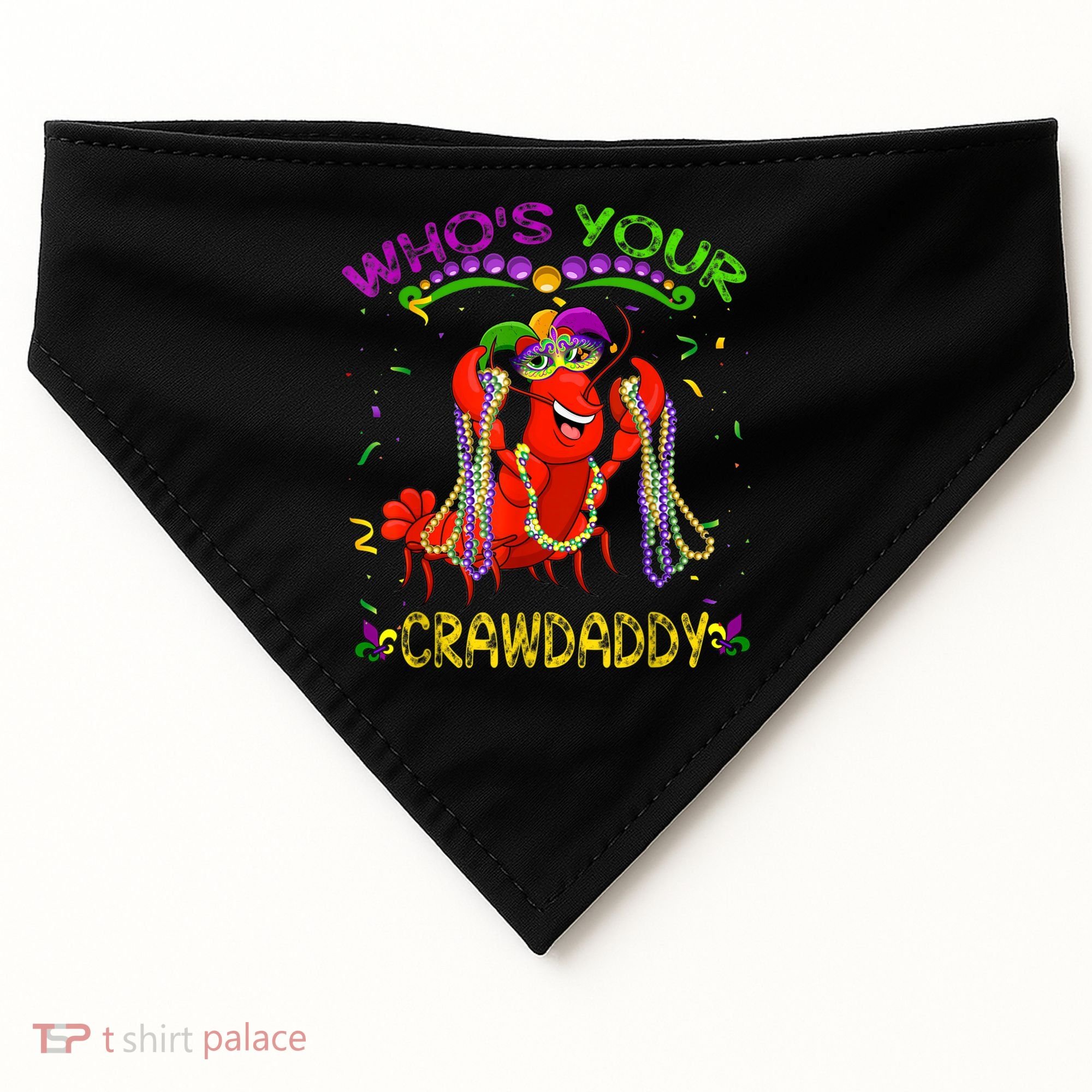 Whos Your Crawdaddy Crawfish Jester Beads Funny Mardi Gras USA-Made Doggie Bandana