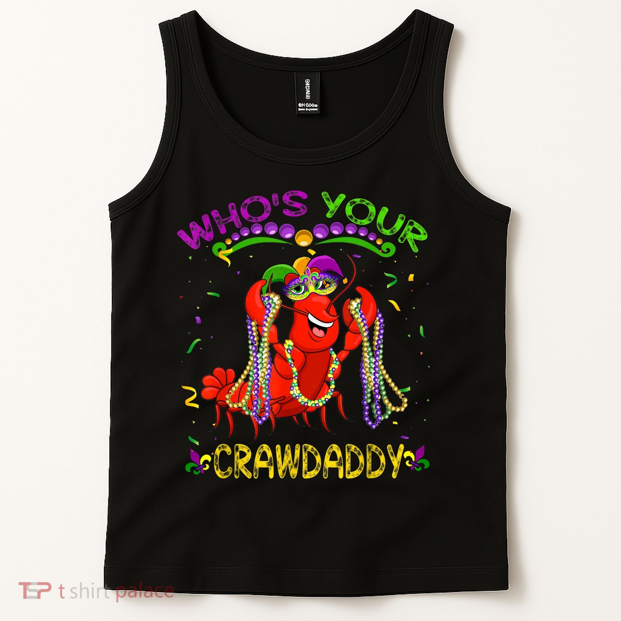 Whos Your Crawdaddy Crawfish Jester Beads Funny Mardi Gras Tank Top