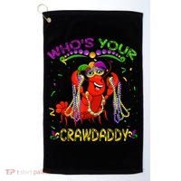 Whos Your Crawdaddy Crawfish Jester Beads Funny Mardi Gras Golf Towel thumb 0