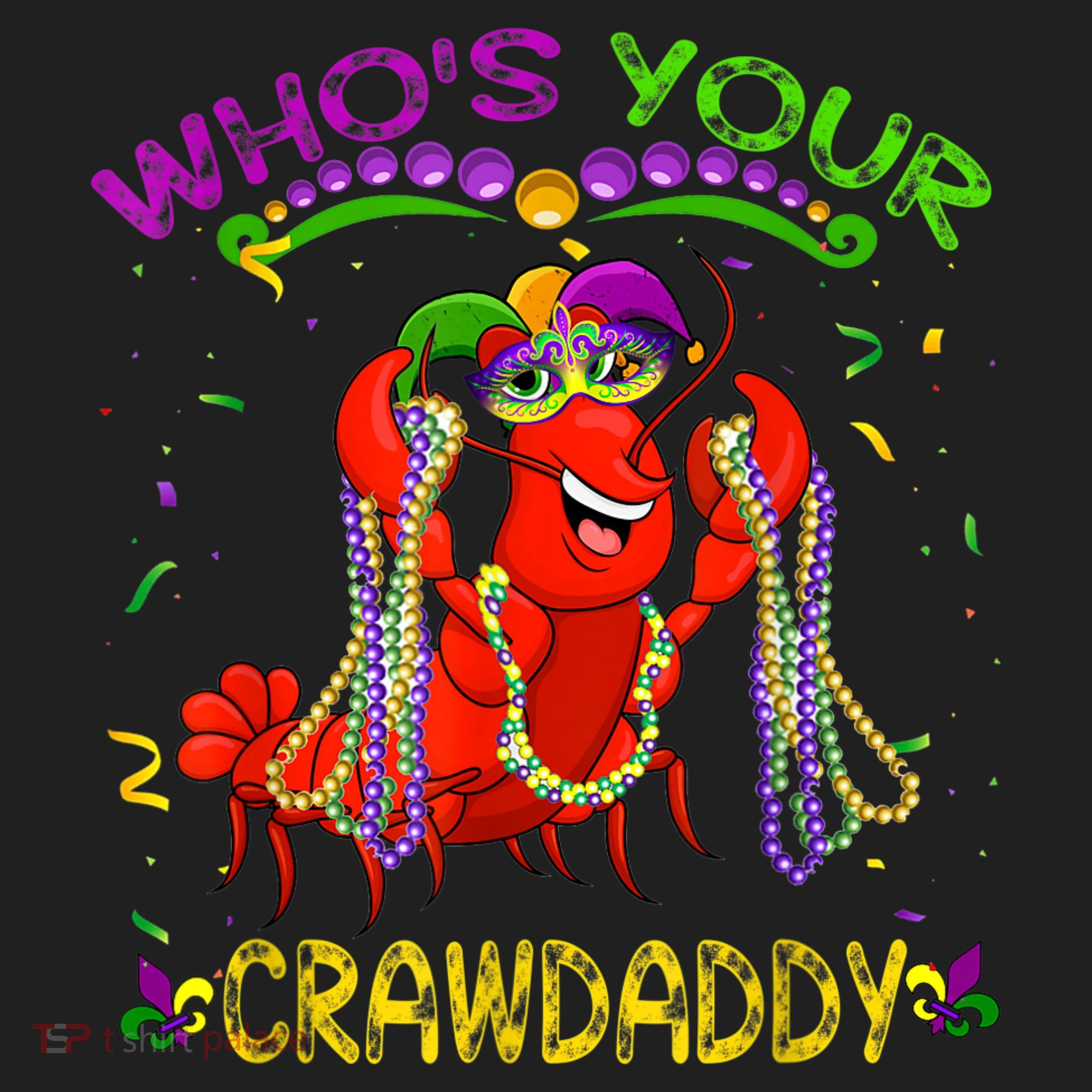 Whos Your Crawdaddy Crawfish Jester Beads Funny Mardi Gras Golf Towel