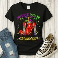 Whos Your Crawdaddy Crawfish Jester Beads Funny Mardi Gras Women's T-Shirt thumb 3