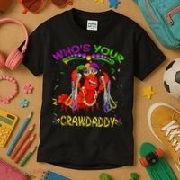 Whos Your Crawdaddy Crawfish Jester Beads Funny Mardi Gras Kids T-Shirt thumb 3