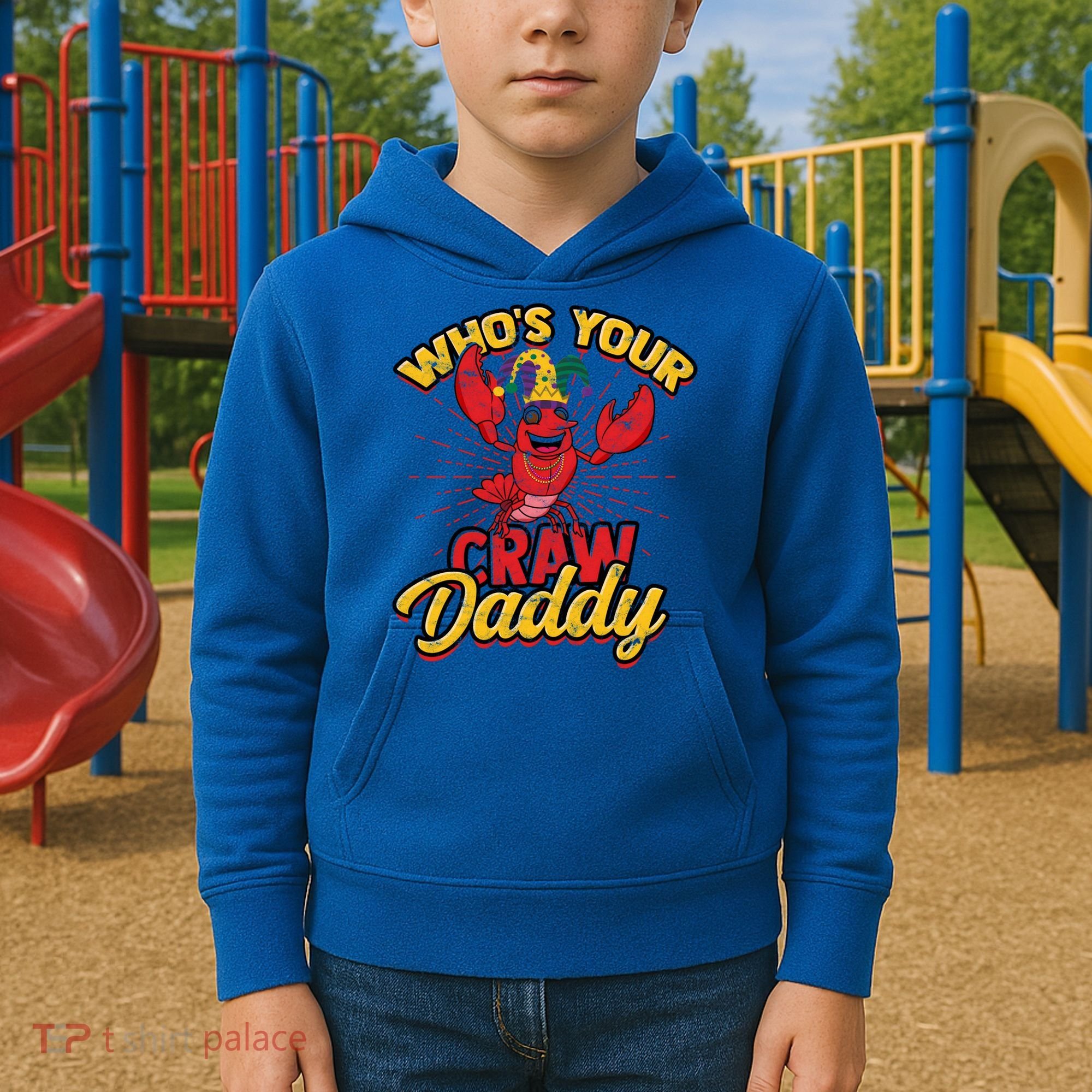 Who's Your Crawdaddy (Mardi Gras) – Crawfish Costume Funny Gift Kids Hoodie