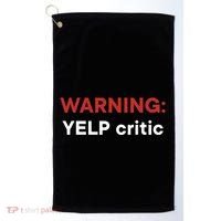Warning Yelp Critic Funny Golf Towel thumb 0