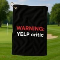 Warning Yelp Critic Funny Golf Towel thumb 1