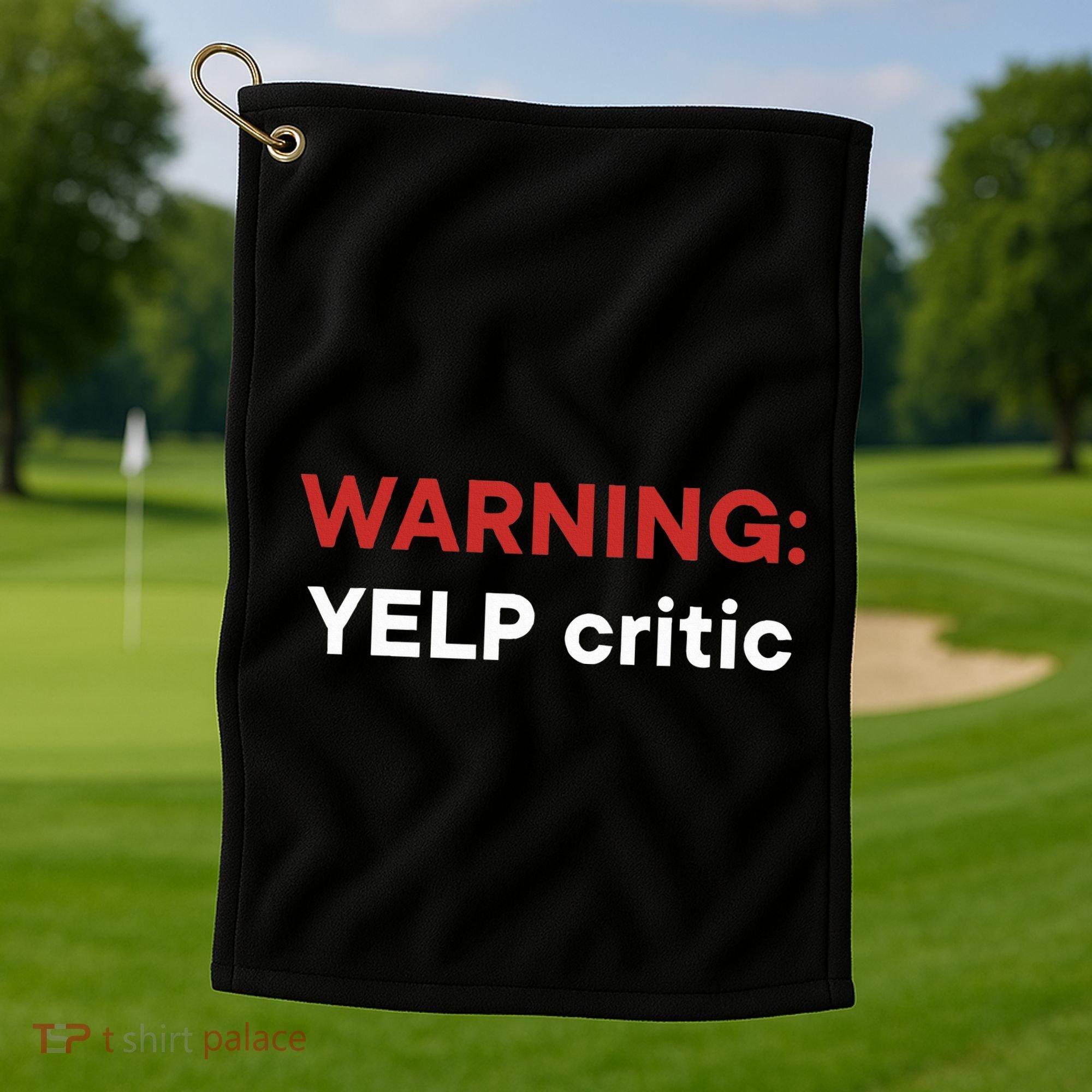 Warning Yelp Critic Funny Golf Towel