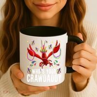 Whos Your Crawdaddy Mardi Gras Crawfish Jester Beads Funny Gift Coffee Mug thumb 3