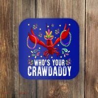 Whos Your Crawdaddy Mardi Gras Crawfish Jester Beads Funny Gift Coaster thumb 0