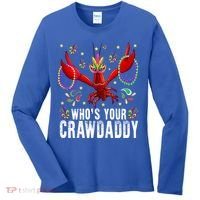 Whos Your Crawdaddy Mardi Gras Crawfish Jester Beads Funny Gift Women's Long Sleeve Shirt thumb 0