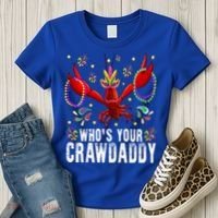 Whos Your Crawdaddy Mardi Gras Crawfish Jester Beads Funny Gift Women's T-Shirt thumb 3
